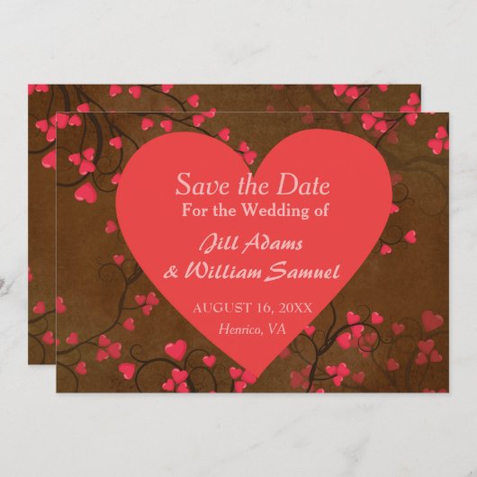 Het hart Datum Valentijn opslaan Save The Date (Voorkant / Achterkant)