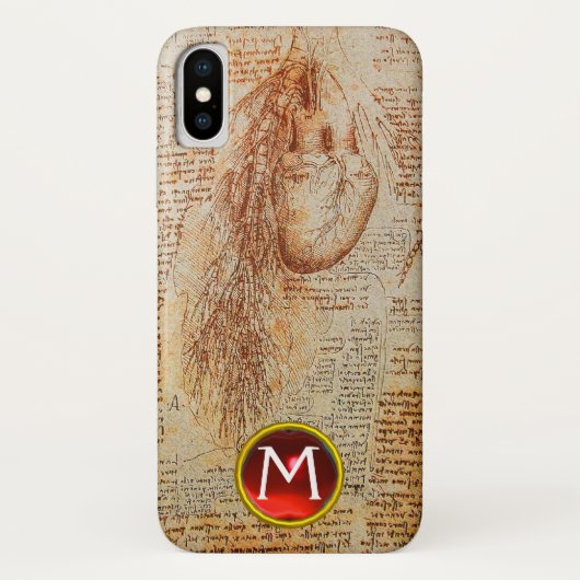Het Hart en de Bronchiale Arterieën Gem Monogram Case-Mate iPhone Case (Achterkant)