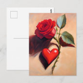 Het Hart en Het Roos - Romantische Liefde EIGEN KU Briefkaart (Voorkant / Achterkant)