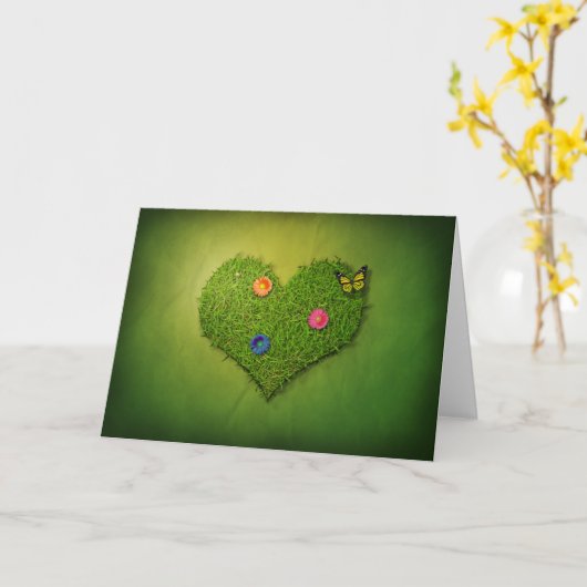 Het hart-gevormde Gazon bloeit Vlinder Kaart (Gele Bloem)