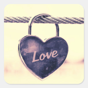 Het hart Gevormde Hangslot van de Liefde In Vierkante Sticker