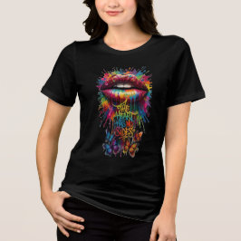Het Hart Heeft Geen Zijden Regenboog Druppende Lip Tri-Blend Shirt