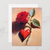 Het Hart & Het Roos Romantisch EIGEN ART Note Kaar Notitiekaartje (Voorkant / Achterkant)