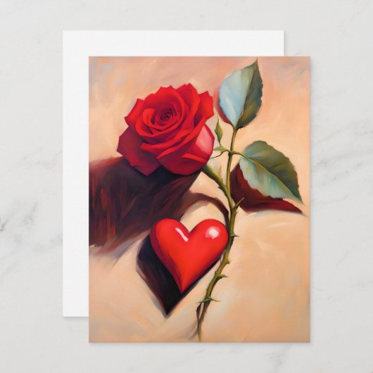 Het Hart & Het Roos Romantisch EIGEN ART Note Kaar Notitiekaartje (Voorkant / Achterkant)
