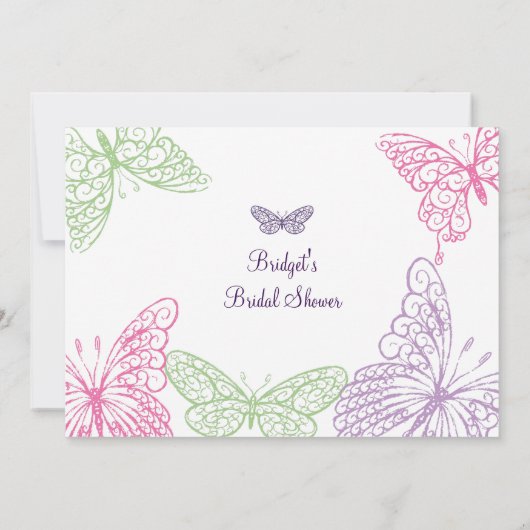 Het hart is een Flutter Bridal Shower Uitnodiging (Achterkant)