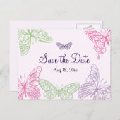 Het hart is een Flutter sparen de Datum Aankondigingskaart (Voorkant / Achterkant)