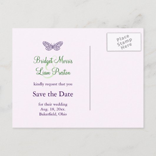 Het hart is een Flutter sparen de Datum Aankondigingskaart (Achterkant)