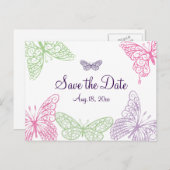 Het hart is een Flutter sparen de Datum Aankondigingskaart (Voorkant / Achterkant)