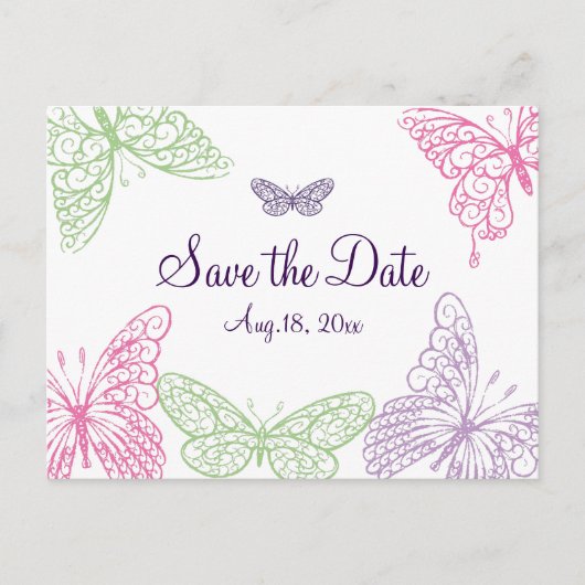 Het hart is een Flutter sparen de Datum Aankondigingskaart (Voorkant)