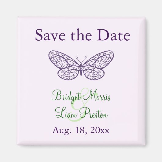 Het hart is een Flutter sparen de lila Datum Magne Magneet (Voorkant)