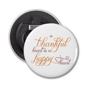 het hart is een gelukkig hart - Thanksgiving Button Flesopener