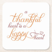 het hart is een gelukkig hart - Thanksgiving Kartonnen Onderzetters (Voorkant)