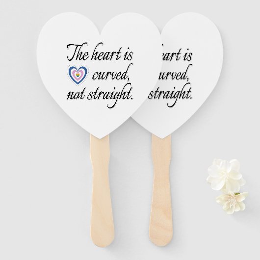 Het hart is niet recht handwaaier (Voorkant en achterkant)