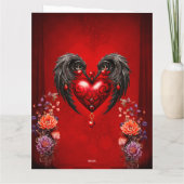 Het hart met zwarte vleugels kaart (Achterkant)