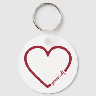 Het hart minimalistic ontwerp van de liefde zelf sleutelhanger