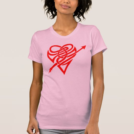 Het hart van Cupid is wit en rood T-shirt (Voorkant)