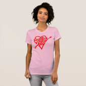 Het hart van Cupid is wit en rood T-shirt (Voorkant volledig)