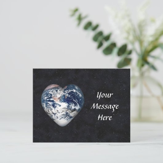 Het hart van de aarde in het universum briefkaart (Staand voorkant)