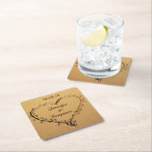 Het Hart van de bruiloft op de Naam en de Datum va Kartonnen Onderzetters (Insitu)