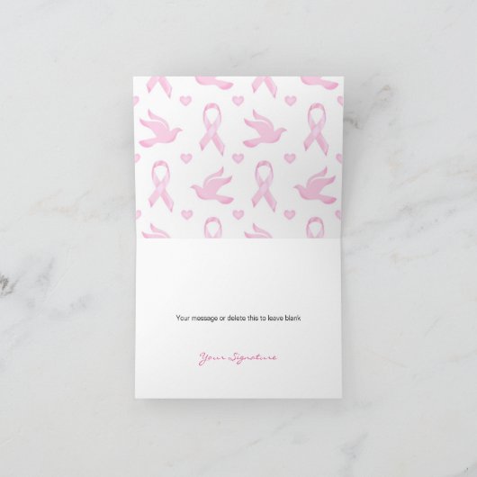 Het Hart van de Duif van het Lint van Kanker van Bedankkaart (Binnen)