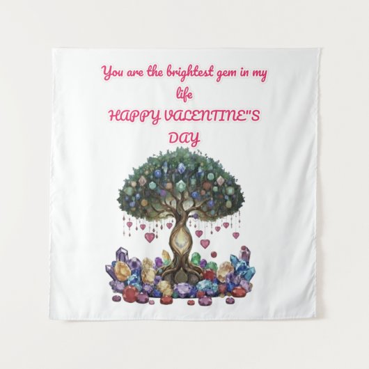 Het Hart van de Edelsteenboom: Een Romantische Val Wandkleed (Voorkant)
