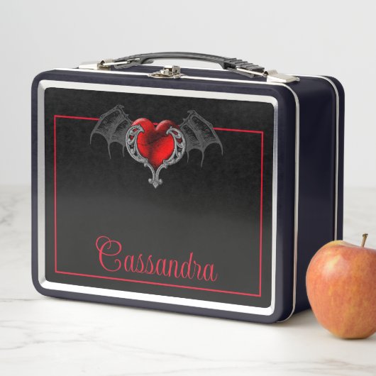 Het Hart van de gothic met Bat Wings Gepersonalise (In situ)