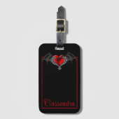 Het Hart van de gothic met Bat Wings Gepersonalise Bagagelabel (Voorkant (verticaal))