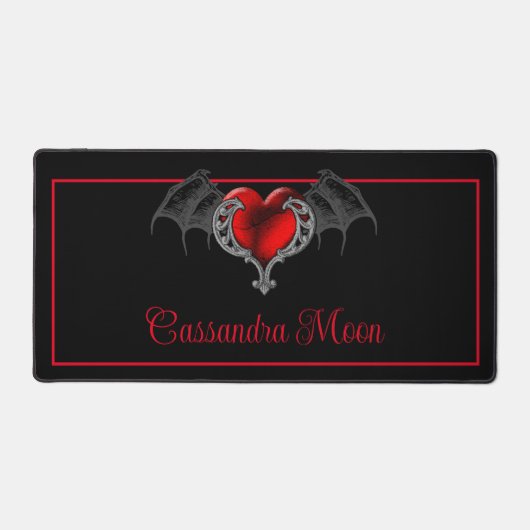 Het Hart van de gothic met Bat Wings Gepersonalise Bureaumat (Voorkant)