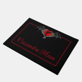 Het Hart van de gothic met Bat Wings Gepersonalise Deurmat (Schuin)