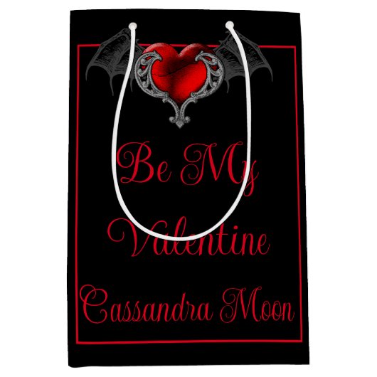 Het Hart van de gothic met Bat Wings Gepersonalise Medium Cadeauzakje (Voorkant)