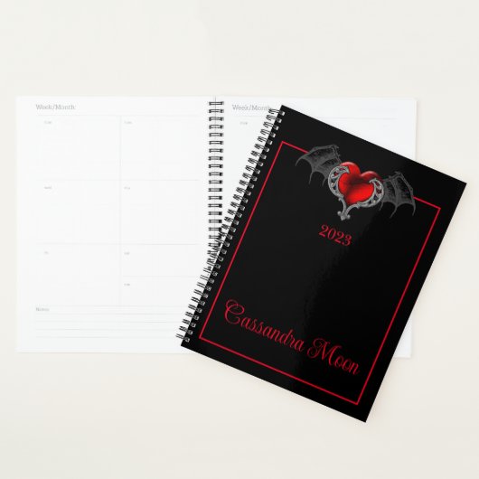 Het Hart van de gothic met Bat Wings Gepersonalise Planner (Display)