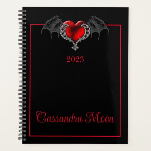 Het Hart van de gothic met Bat Wings Gepersonalise Planner (Voorkant)