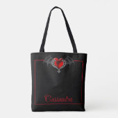 Het Hart van de gothic met Bat Wings Gepersonalise Tote Bag (Achterkant)