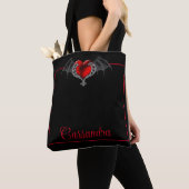 Het Hart van de gothic met Bat Wings Gepersonalise Tote Bag (Dichtbij)