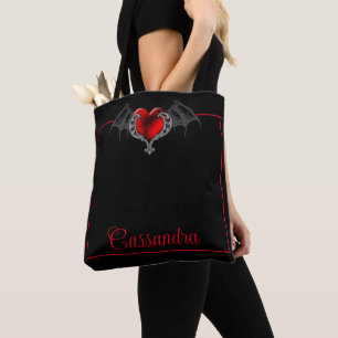 Het Hart van de gothic met Bat Wings Gepersonalise Tote Bag