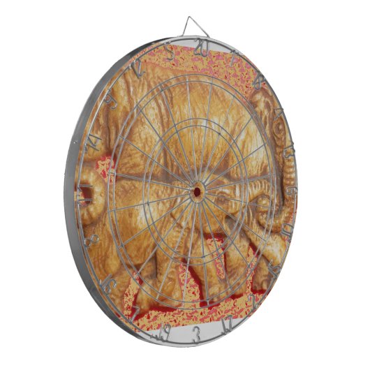 Het hart van de kudde: Elephant Family Portrait Dartbord (Voorkant Links)