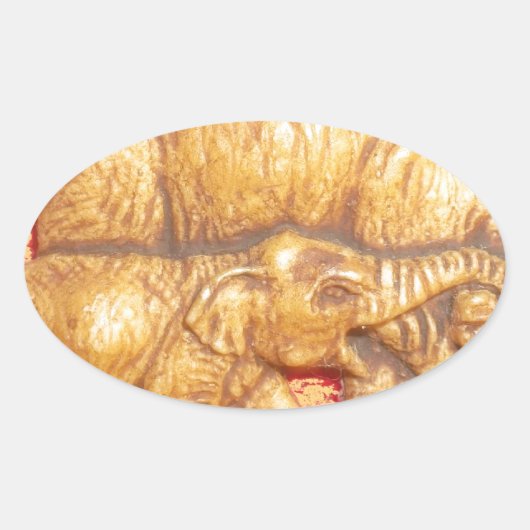 Het hart van de kudde: Elephant Family Portrait Ovale Sticker (Voorkant)