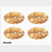 Het hart van de kudde: Elephant Family Portrait Ovale Sticker (Vel)