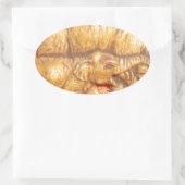 Het hart van de kudde: Elephant Family Portrait Ovale Sticker (Tas)