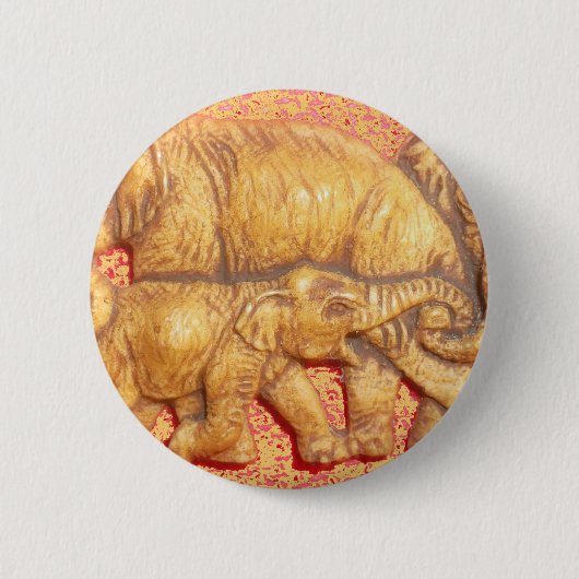 Het hart van de kudde: Elephant Family Portrait Ronde Button 5,7 Cm (Voorkant)