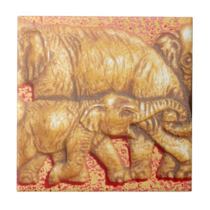 Het hart van de kudde: Elephant Family Portrait Tegeltje