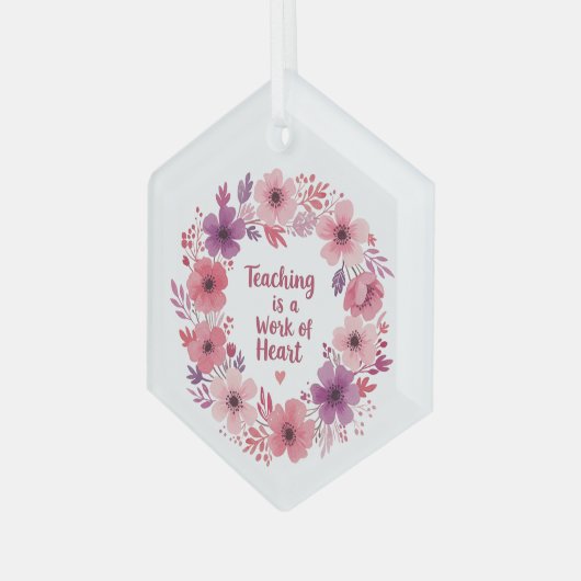 Het hart van de leerkracht bloeit glas ornament (Voorkant links)