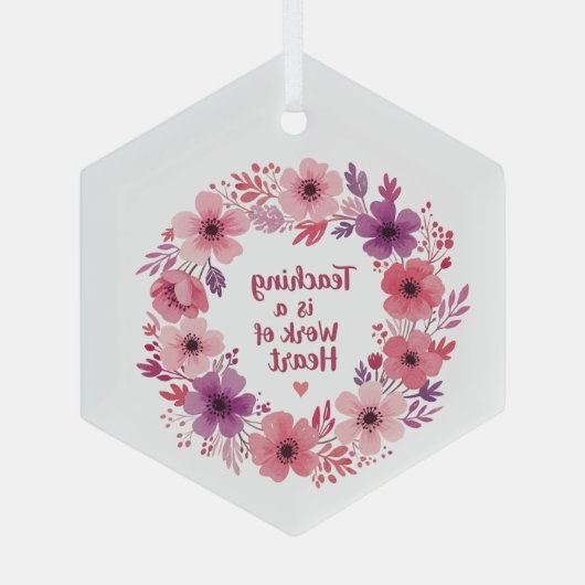 Het hart van de leerkracht bloeit glas ornament (Achterkant)