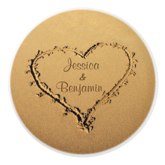 Het Hart van de liefde bij de Aangepersonaliseerde Keramische Knop (Voorkant)