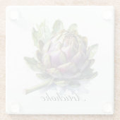 Het hart van de tuin: artisjok in Waterverf Glazen Onderzetter (Achterkant)