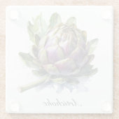 Het hart van de tuin: artisjok in Waterverf Glazen Onderzetter (Achterkant)