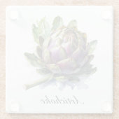 Het hart van de tuin: artisjok in Waterverf Glazen Onderzetter (Achterkant)