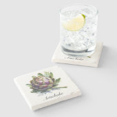 Het hart van de tuin: artisjok in Waterverf Stenen Onderzetter (Zijkant)