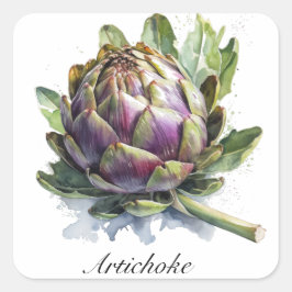 Het hart van de tuin: artisjok in Waterverf Vierkante Sticker