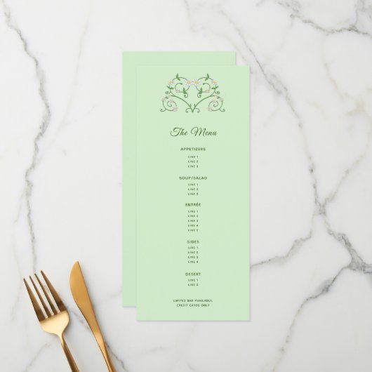 Het Hart van de wijn op het Munt Menu van de multi (Voorkant / Achterkant in situ)